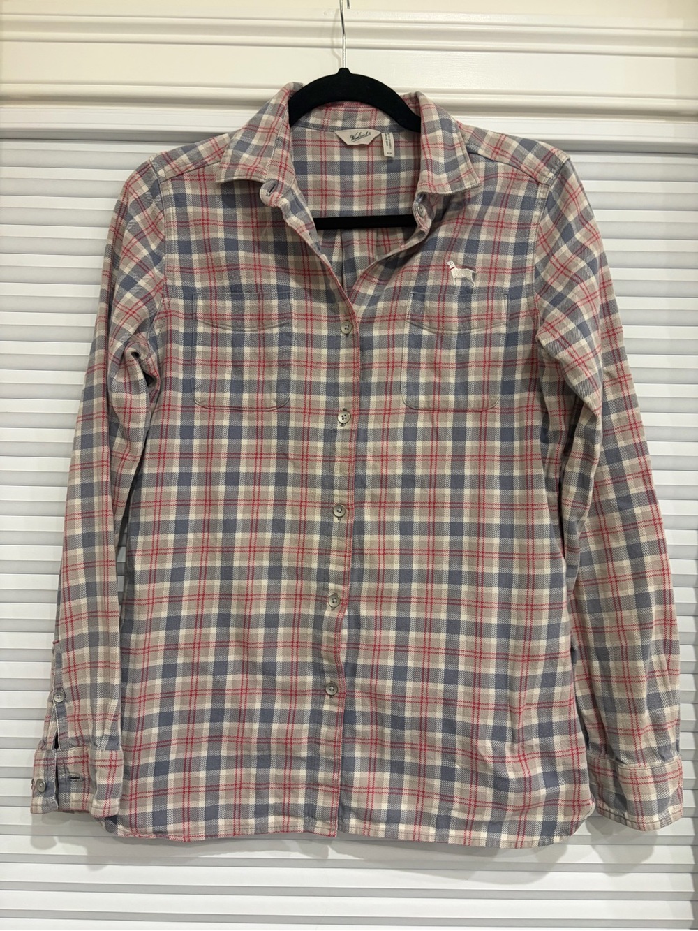 Woolrich Plaid Button-Down Shirt in Pink, Gray & Cream